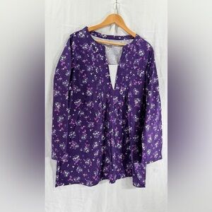 Woman Within Purple Floral Split-Front Tunic